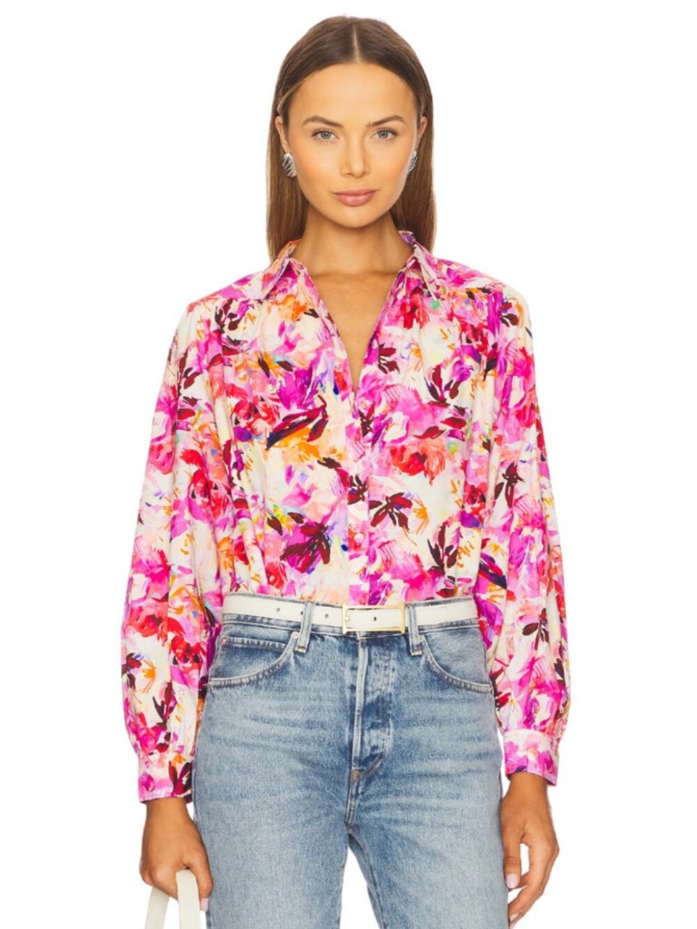 NWT Ulla Johnson Tahlia Blouse Size 2 Azalea Print 100% Cotton